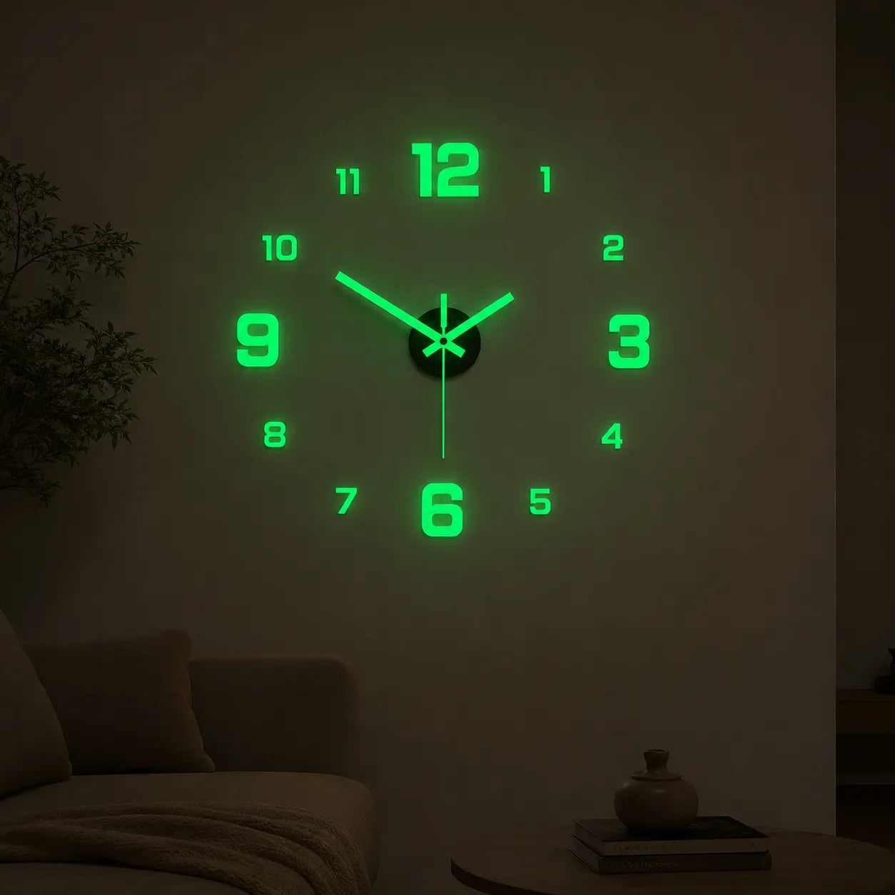 Halovana – Glow-in-the-Dark DIY Wall Clock, Frameless 3D Modern Home Decor