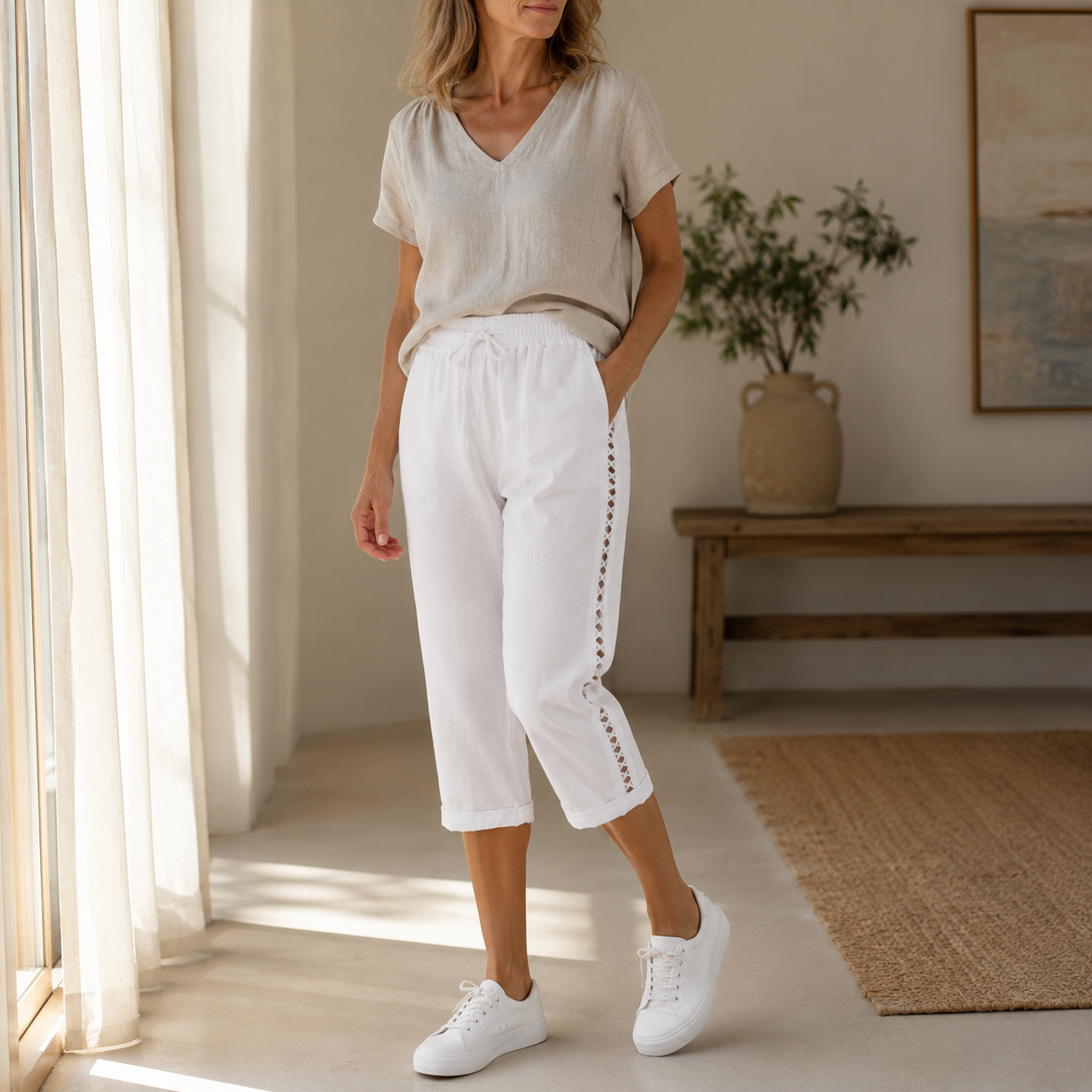 Lunava – Lace-Side Capri Pants for Women