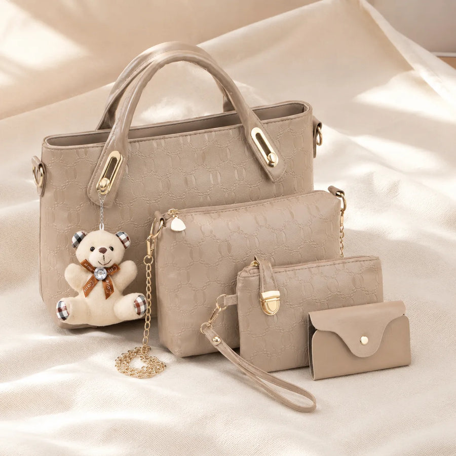 Belluna – 4-Piece Matching Handbag Set, Leather Tote Crossbody Pouch Card Holder
