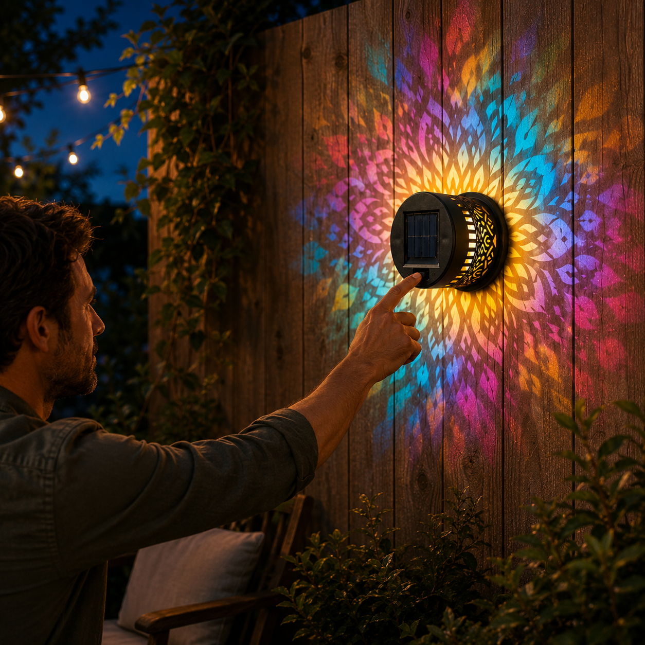 Lumara – Solar Mandala Wall Light Outdoor Garden Fence Projector