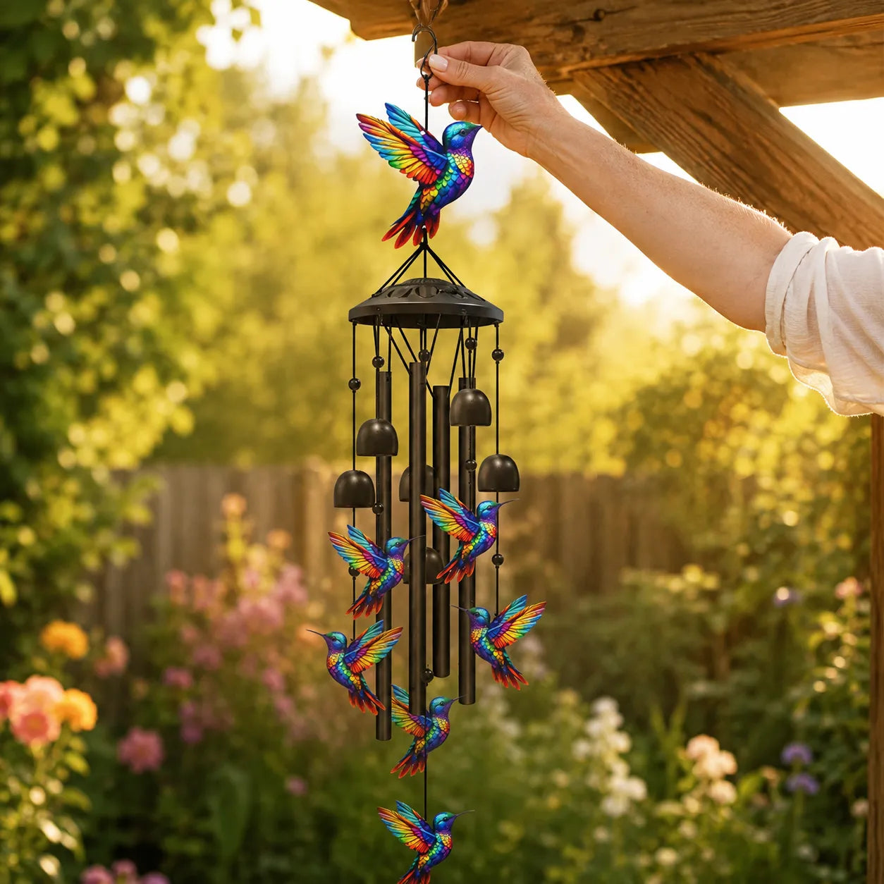 Birdsong – Rainbow Hummingbird Wind Chime for Garden, Patio & Porch