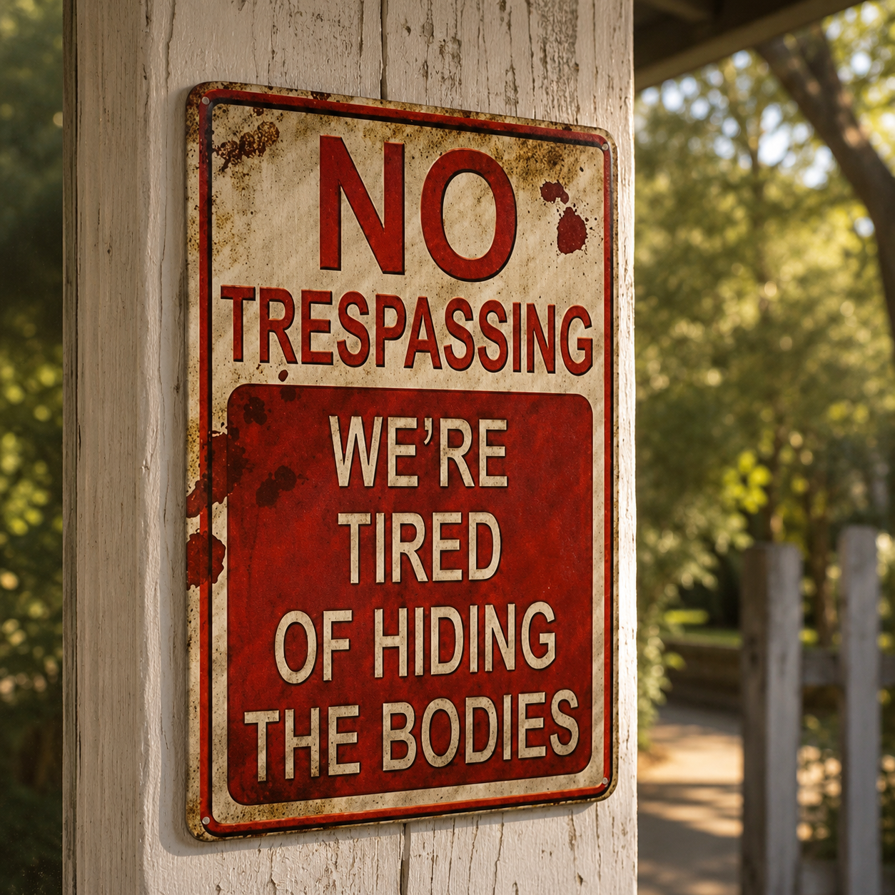 Hollerwood – Rustic No Trespassing Tin Sign for Porch Garage Garden