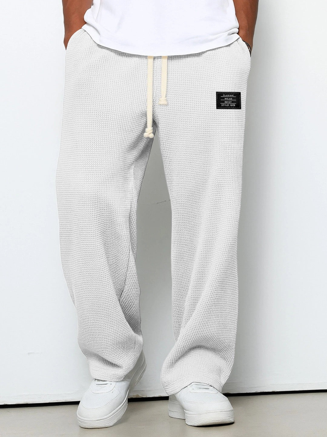 Daved - Casual Waffle Knitted Drawstring Pants