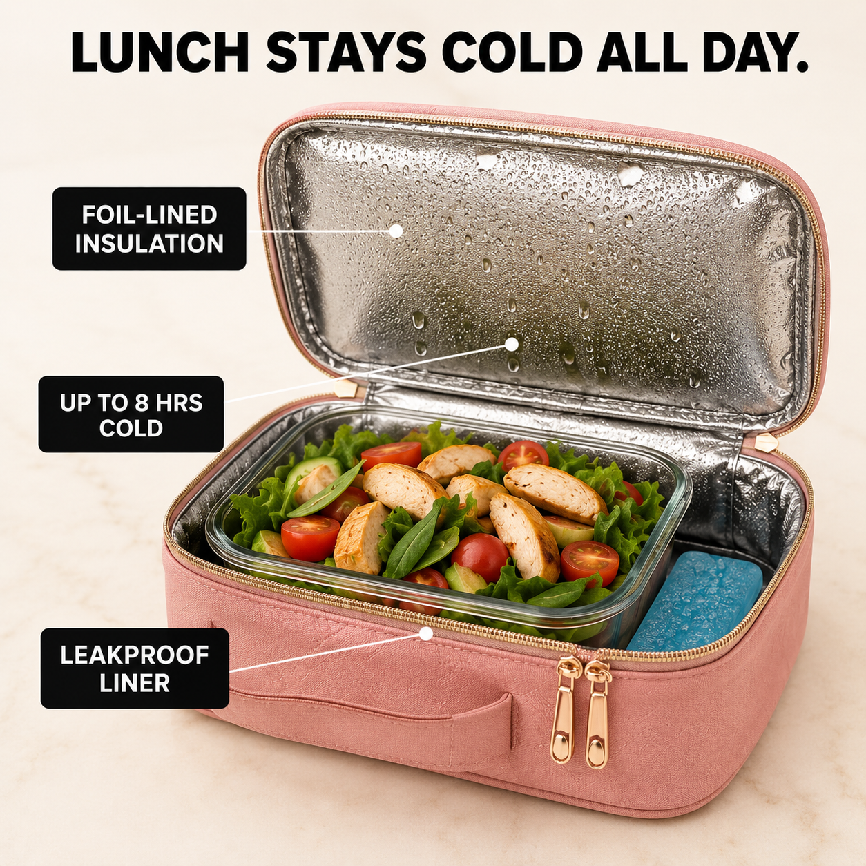 Carryla – Insulated Backpack with Lunch Box, Laptop Sleeve, Waterproof Oxford