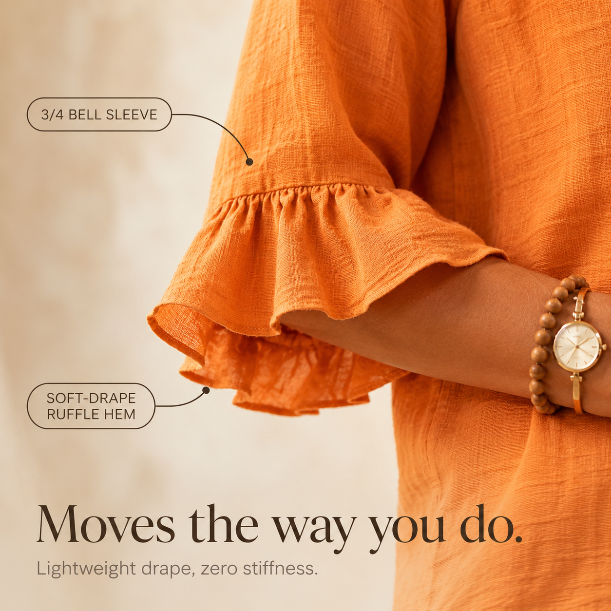 Laurelle – V-Neck Ruffle Sleeve Blouse with Buttons