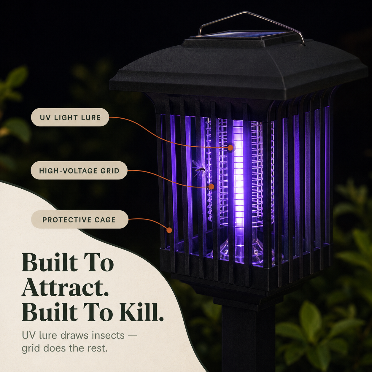 Lumora – Solar Mosquito Zapper Garden Stake Light, Weatherproof Outdoor Bug Killer Lamp