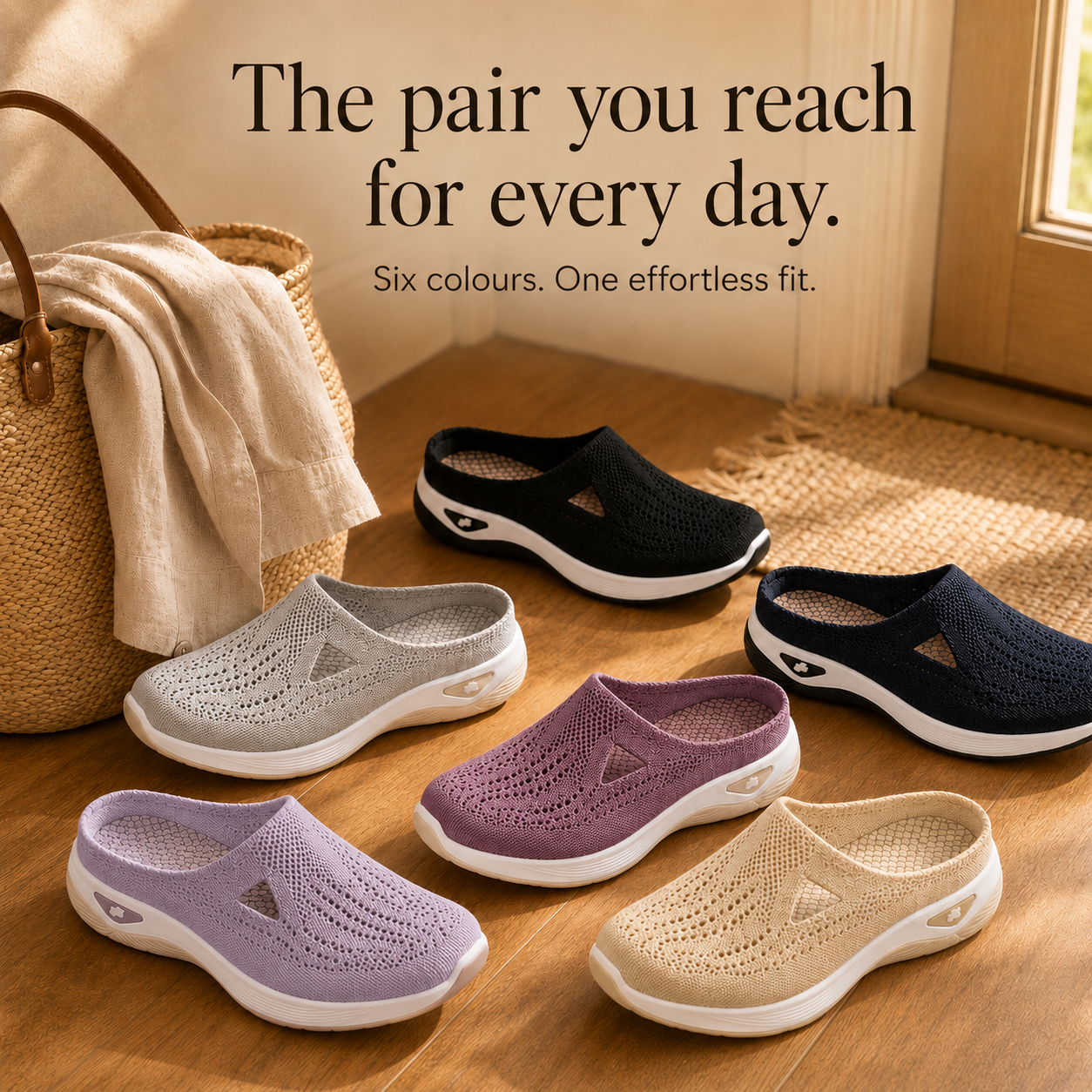 Airessa – Breathable Mesh Slip-On Mules with Cushioned Air Sole