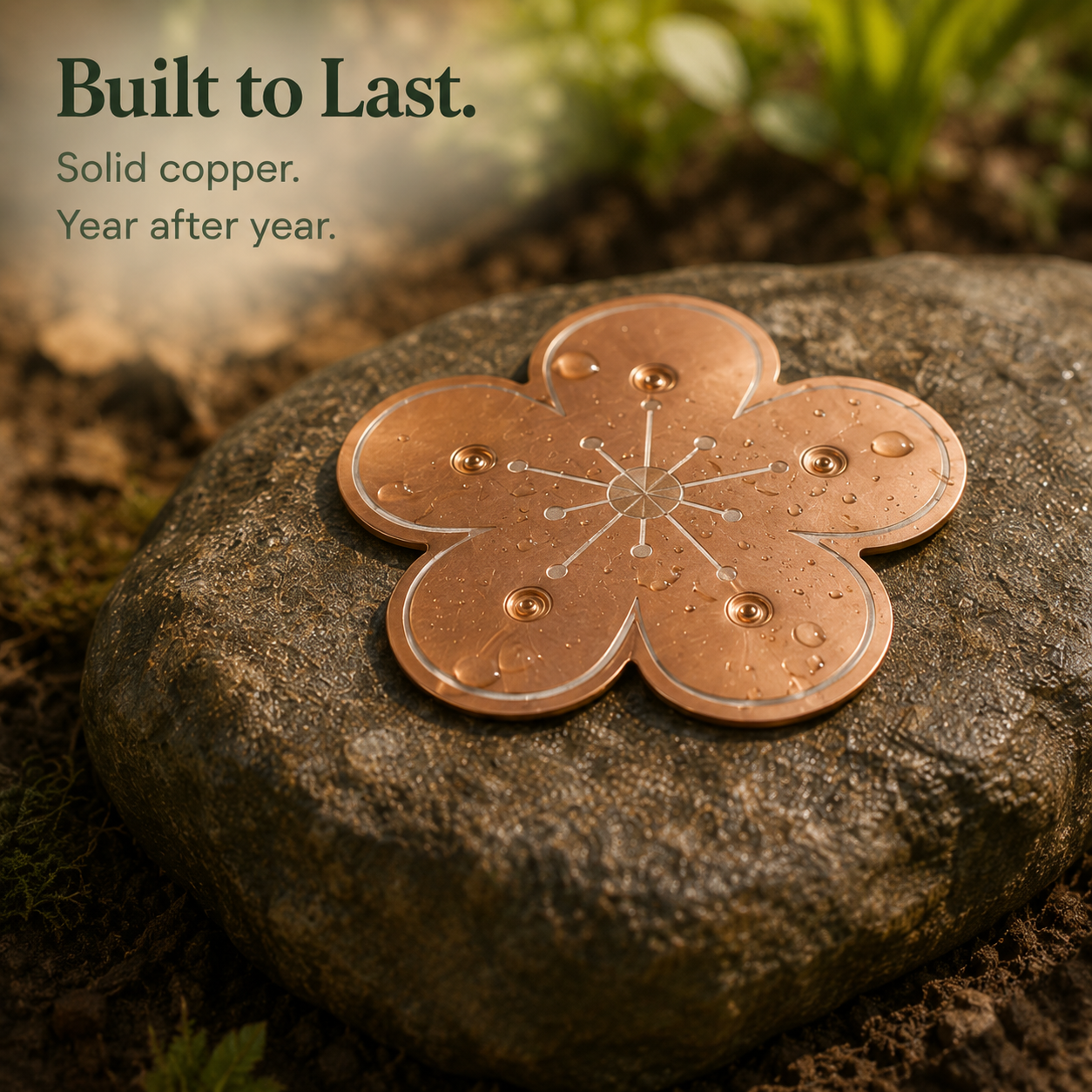 Bloomara – Pure Copper Bird Bath Purifier Disc, Algae Control Flower