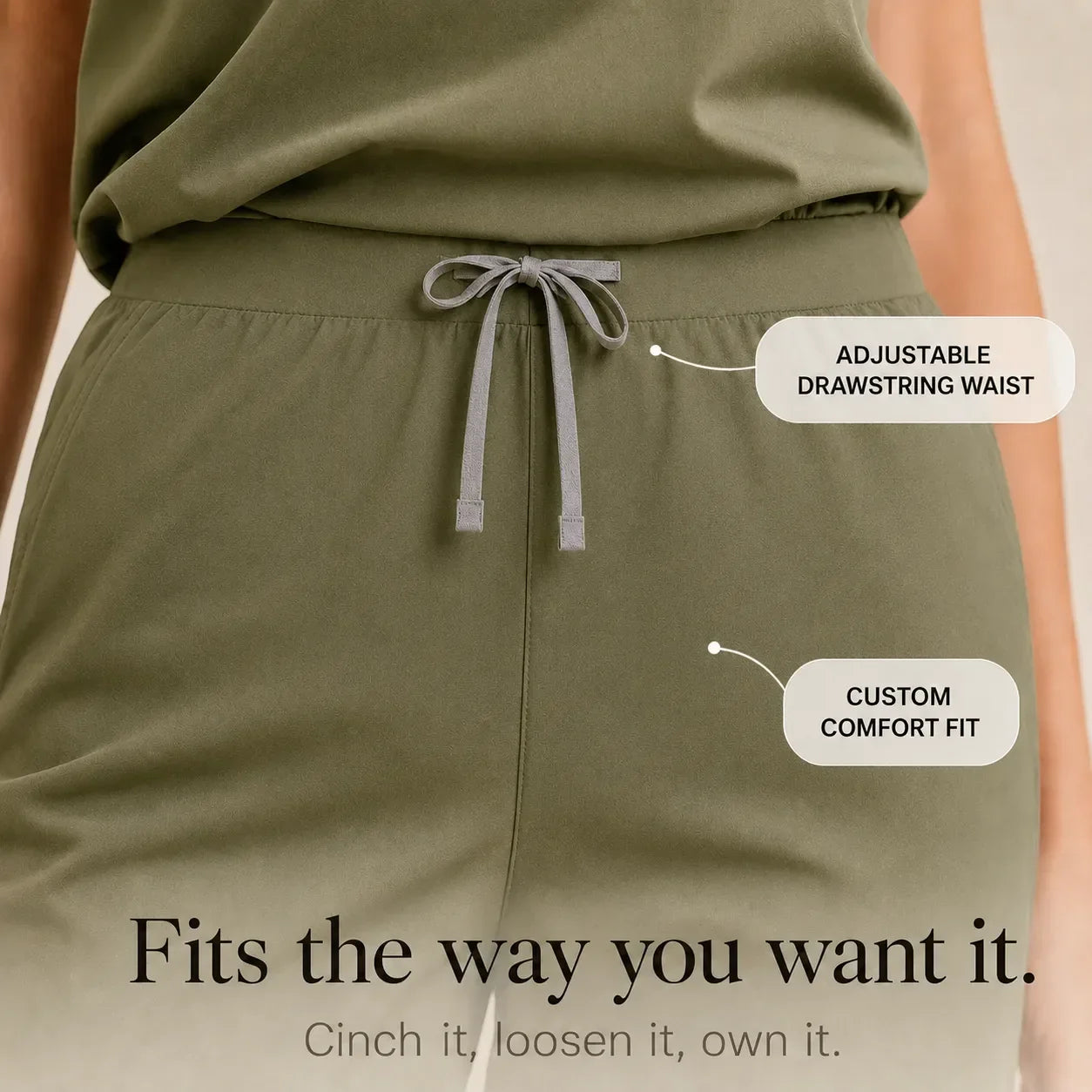 Corelle – V-Neck Jogger Scrub Set with Drawstring Waist and Pockets