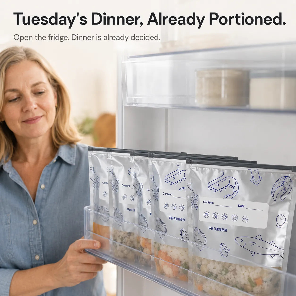 Freshlock – Reusable freezer storage bags with label panel, 10 pack
