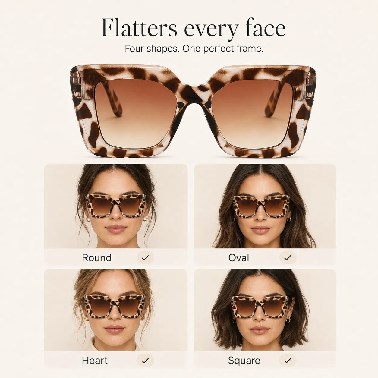 Florenza – Oversized Square Leopard Sunglasses with Gradient Lenses