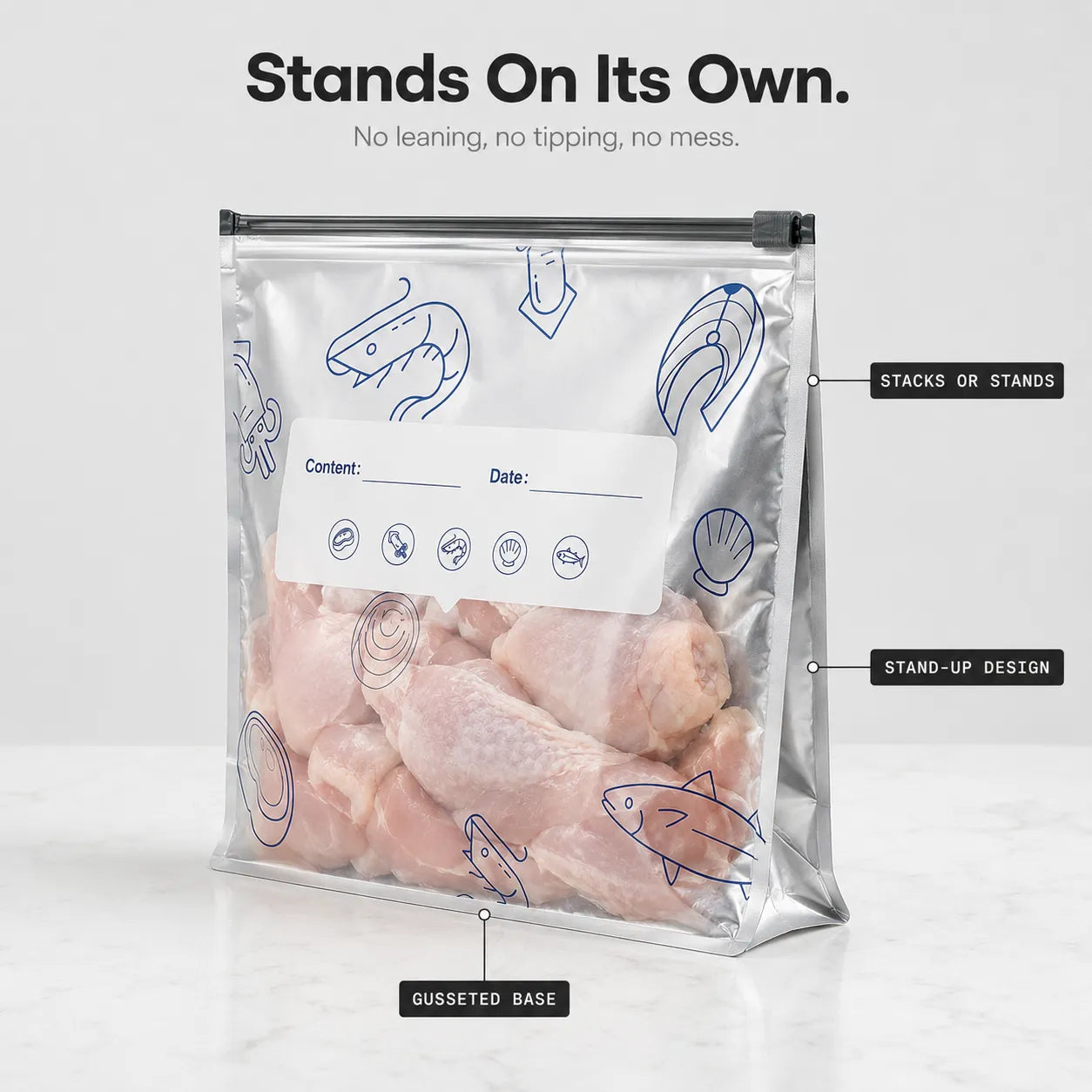 Freshlock – Reusable freezer storage bags with label panel, 10 pack