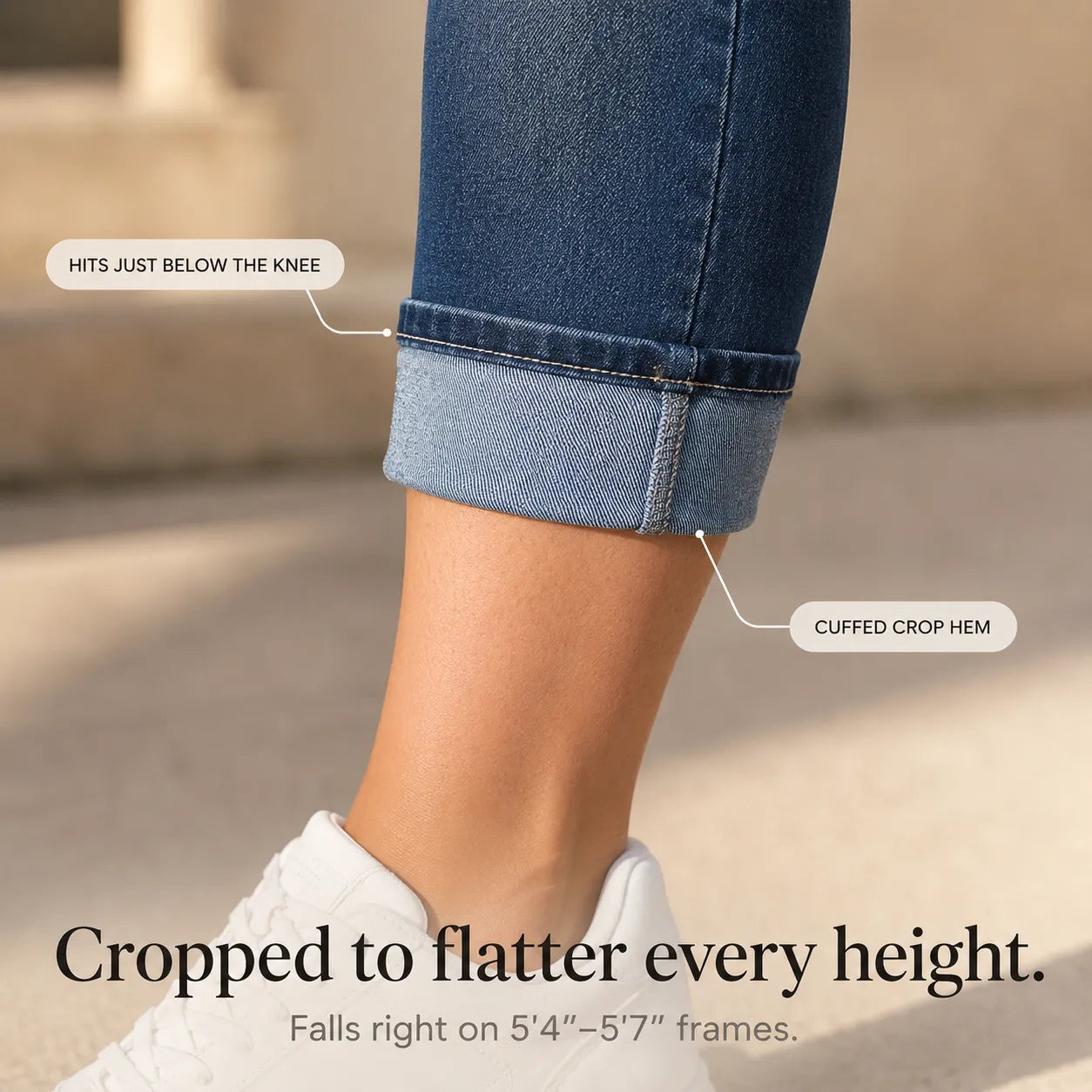 Curvella – Curvy Fit Stretch Denim-like Capri Jeans, Mid Rise Cuffed Hem