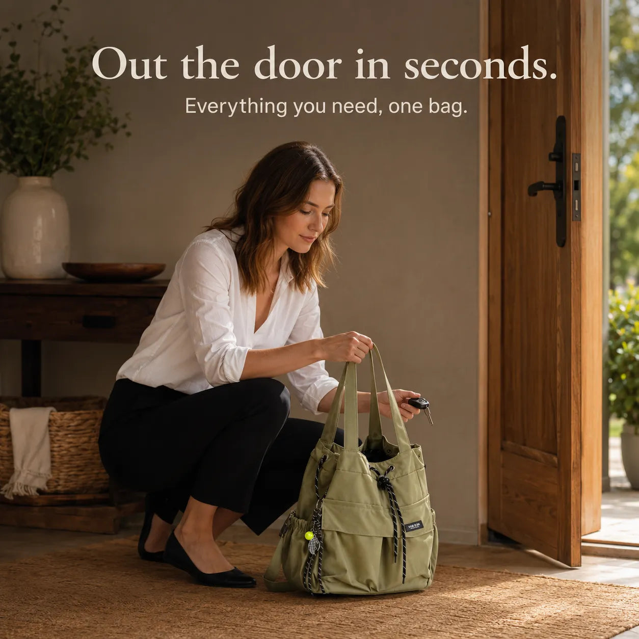 Carryall – Convertible Drawstring Canvas Tote Backpack with Cargo Pockets