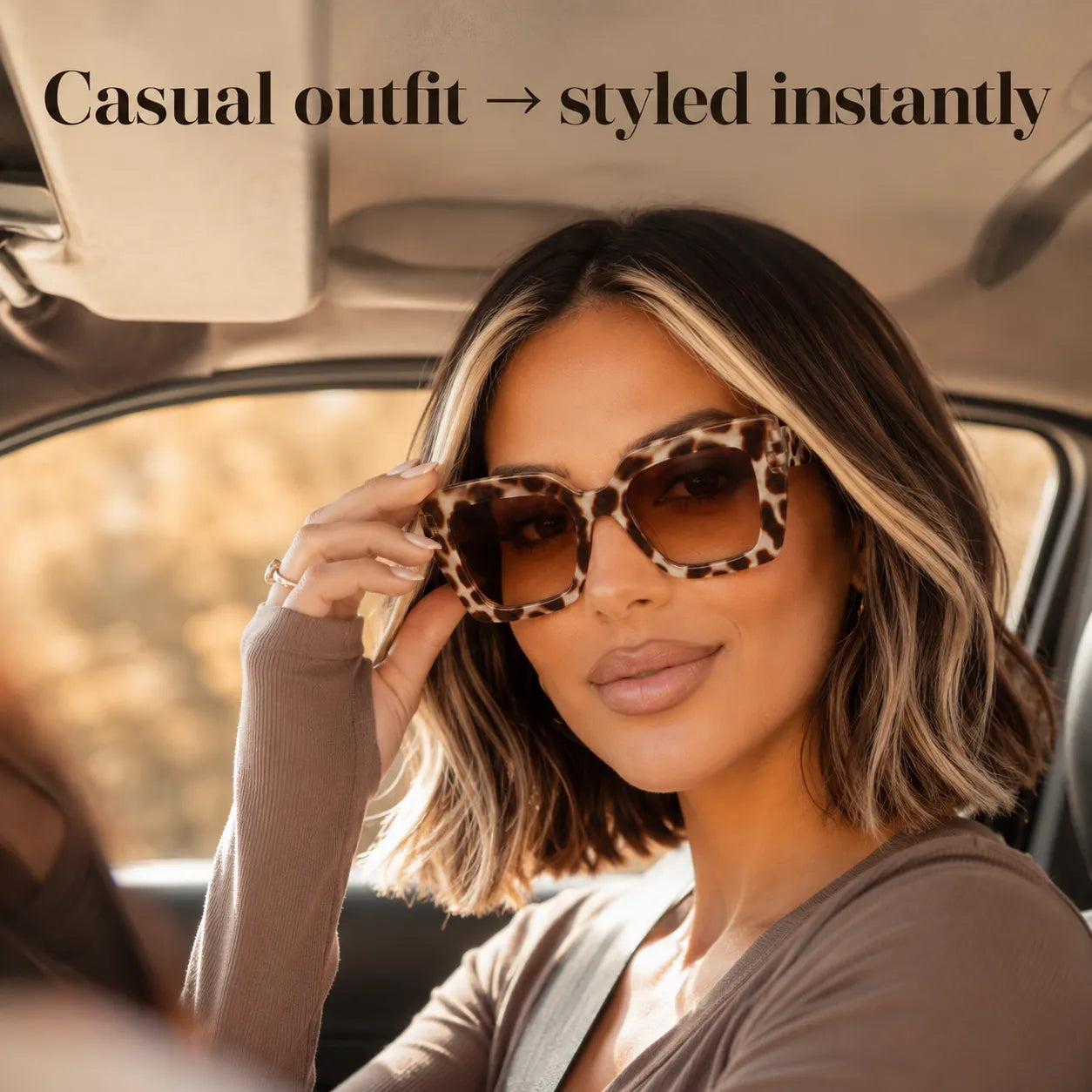 Florenza – Oversized Square Leopard Sunglasses with Gradient Lenses