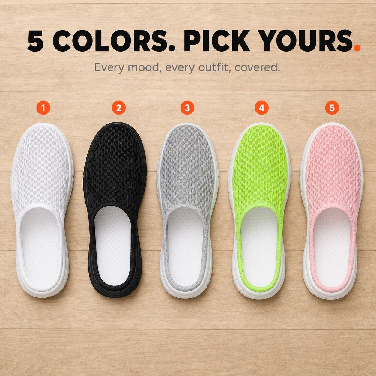 Airstep – Men's Breathable Mesh Slip-On Mules with Cushioned EVA Sole