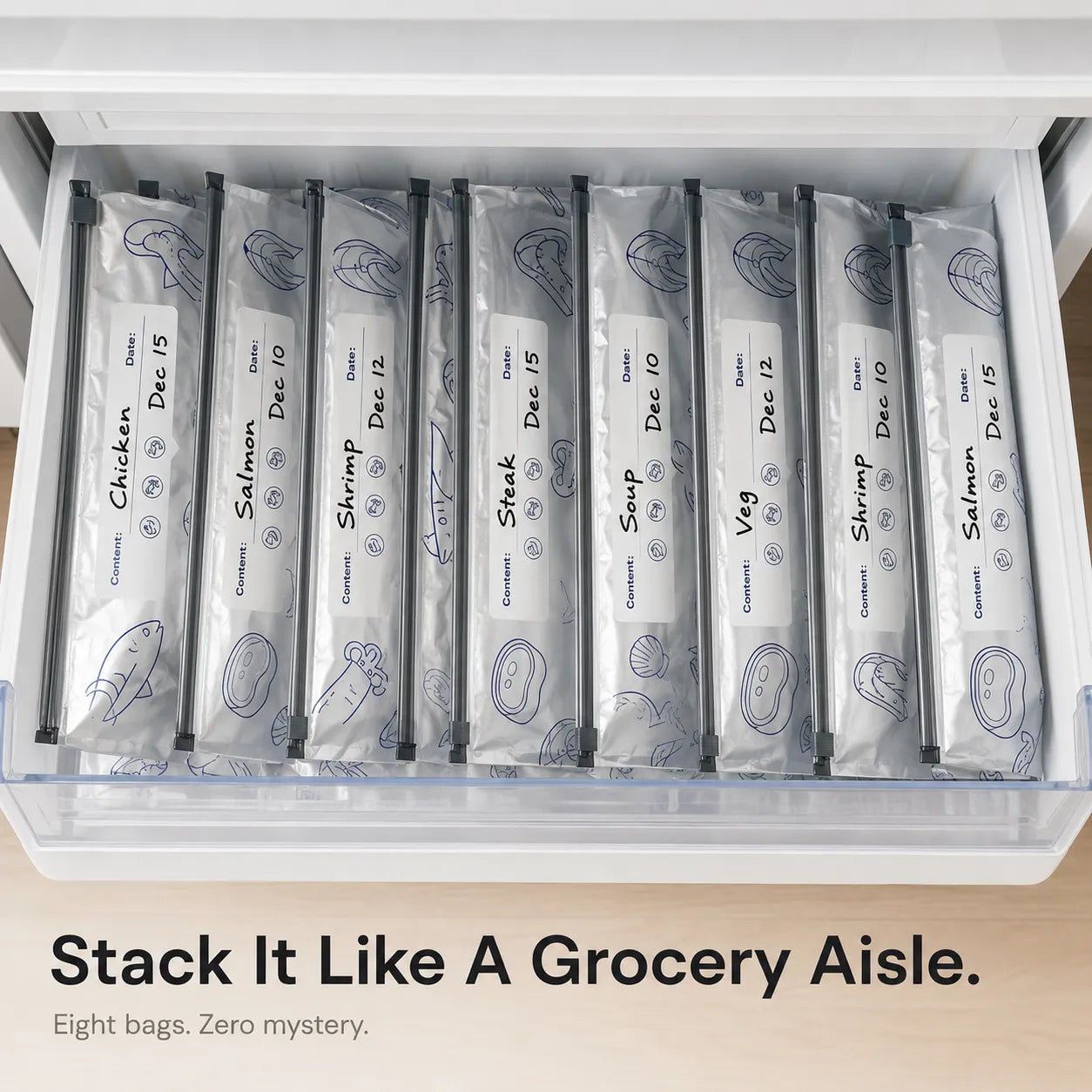 Freshlock – Reusable freezer storage bags with label panel, 10 pack