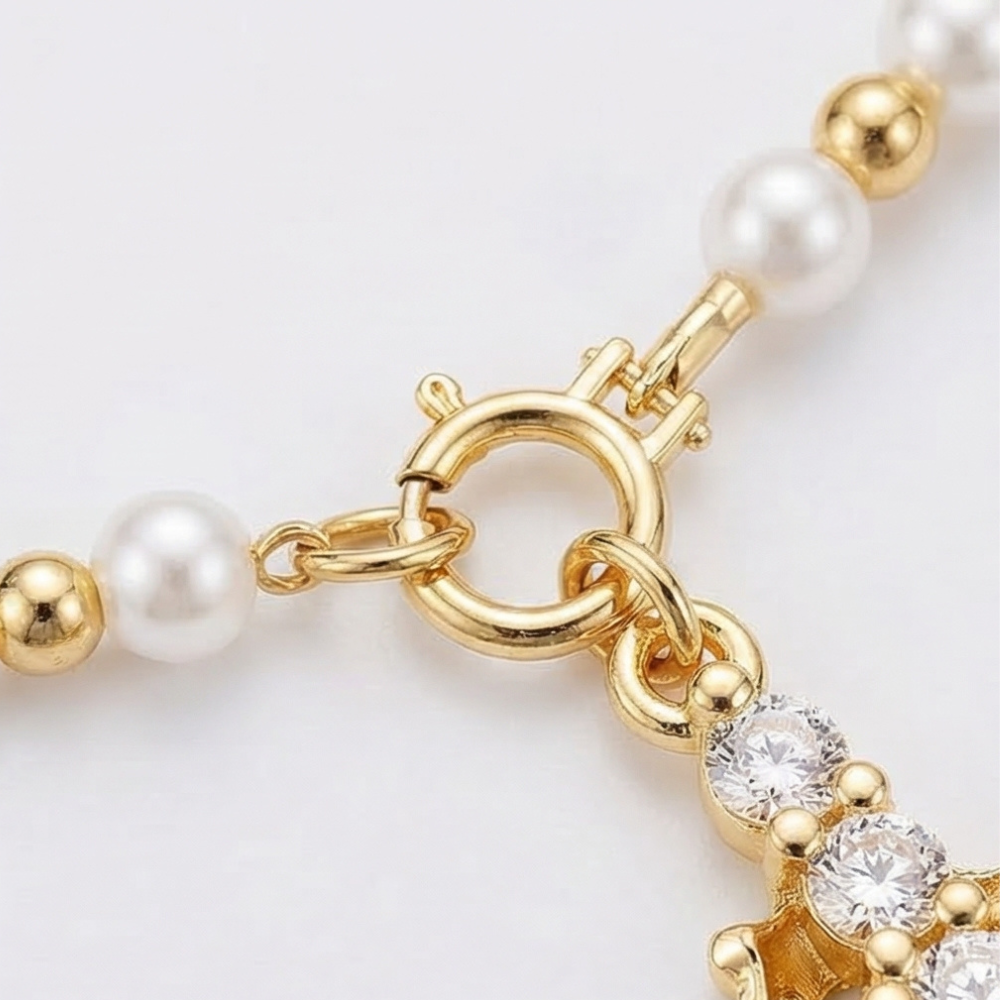 Crownara – Crown Cross Pearl Bead Necklace