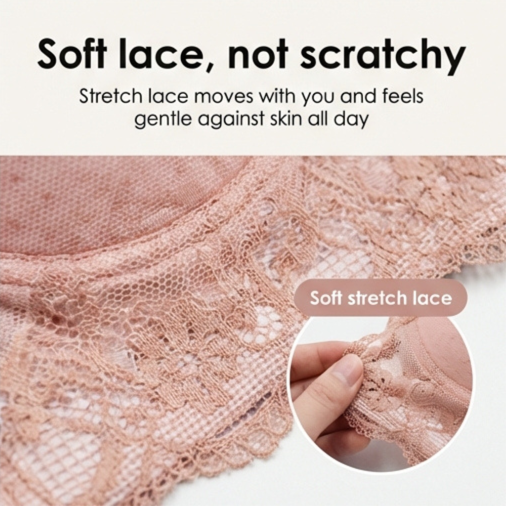 Florelle – Women's Lace Push-Up Bra with Side Smoothing Wings
