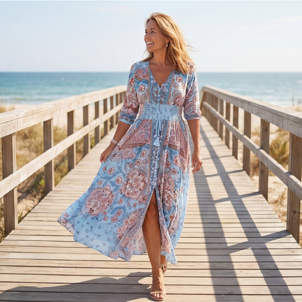 Floressa – Flowy Floral V Neck Maxi Dress