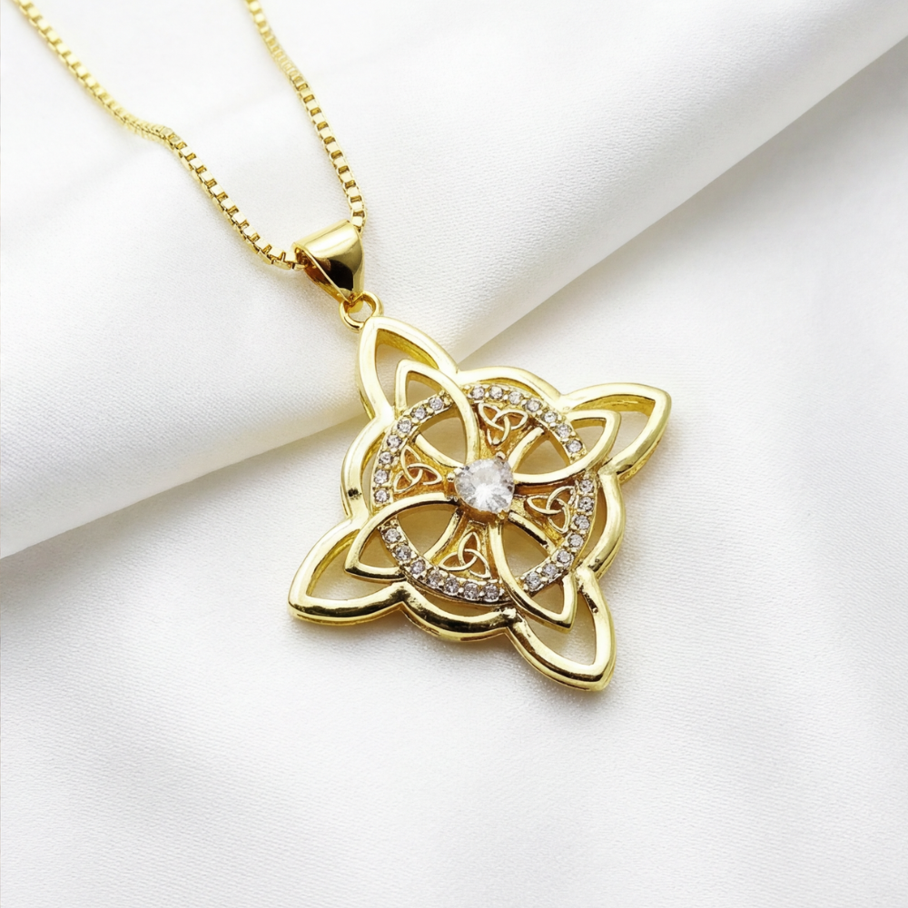 Elowen – Crystal Celtic Knot Necklace