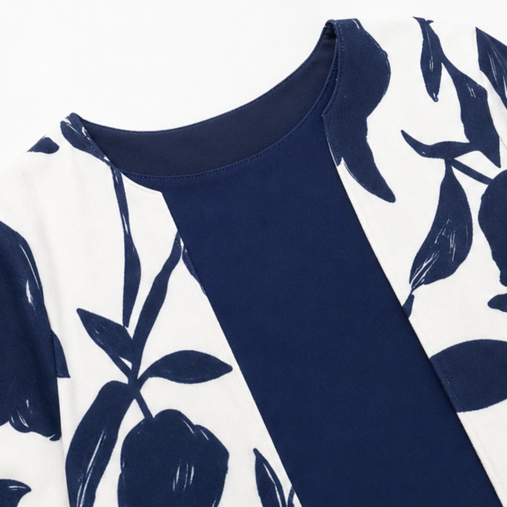 Evania – Women's Navy Botanical 3 Piece Outfit Set with Longline Cardigan