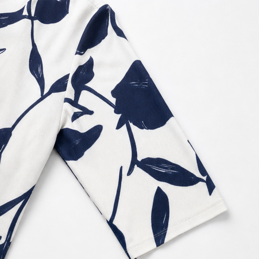 Evania – Women's Navy Botanical 3 Piece Outfit Set with Longline Cardigan