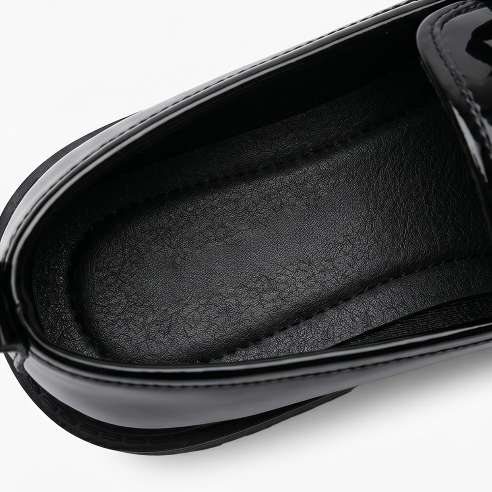 Bowella – Glossy Bow Loafers with Cushioned Platform