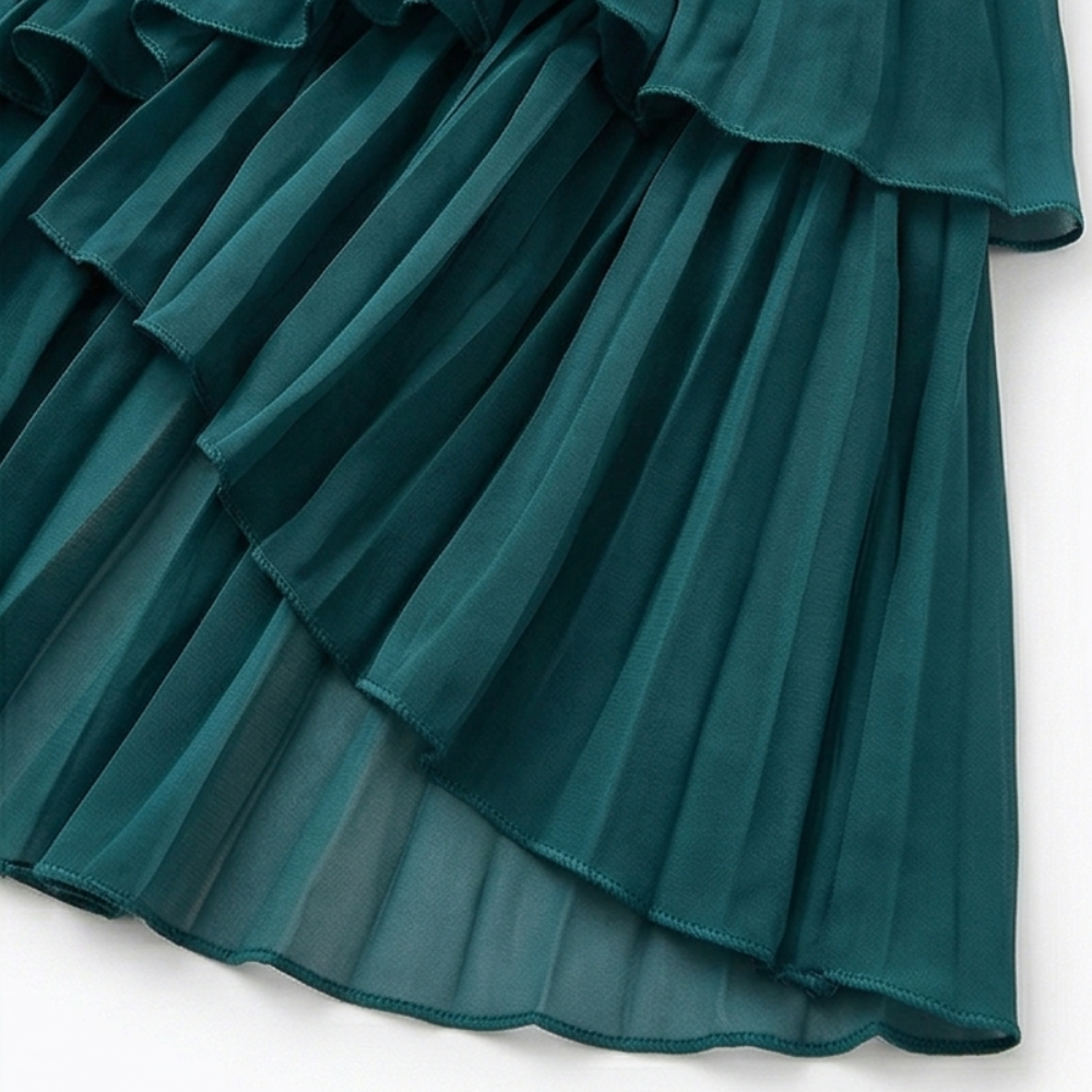 Keyfa – Women's Pleated Ruffle Midi Dress