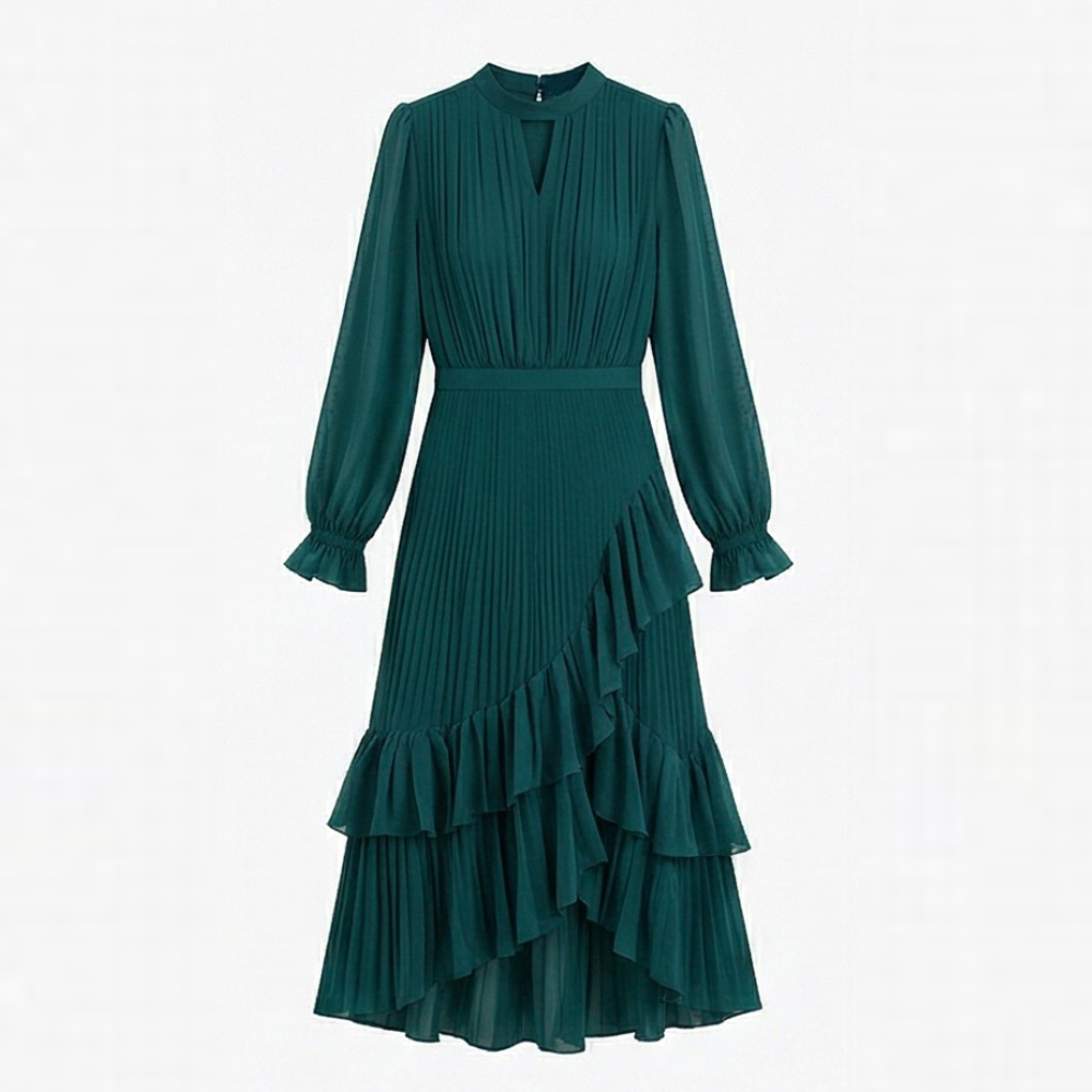 Keyfa – Women's Pleated Ruffle Midi Dress