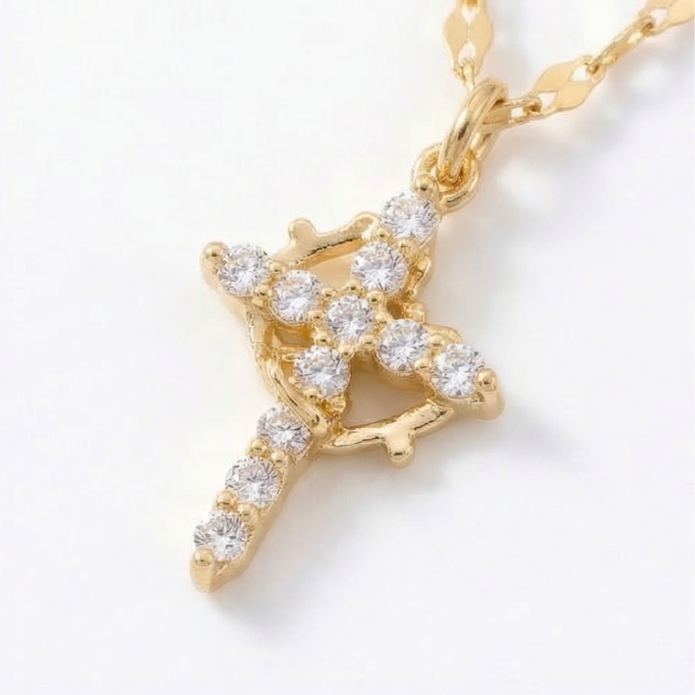 Aurela – Sparkling Initial Cross Necklace