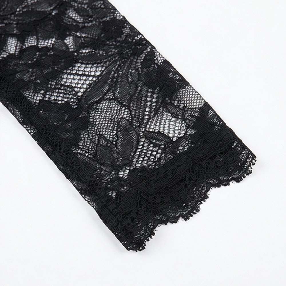 Lacelle – Women's Sheer Floral Lace Sleeve Top
