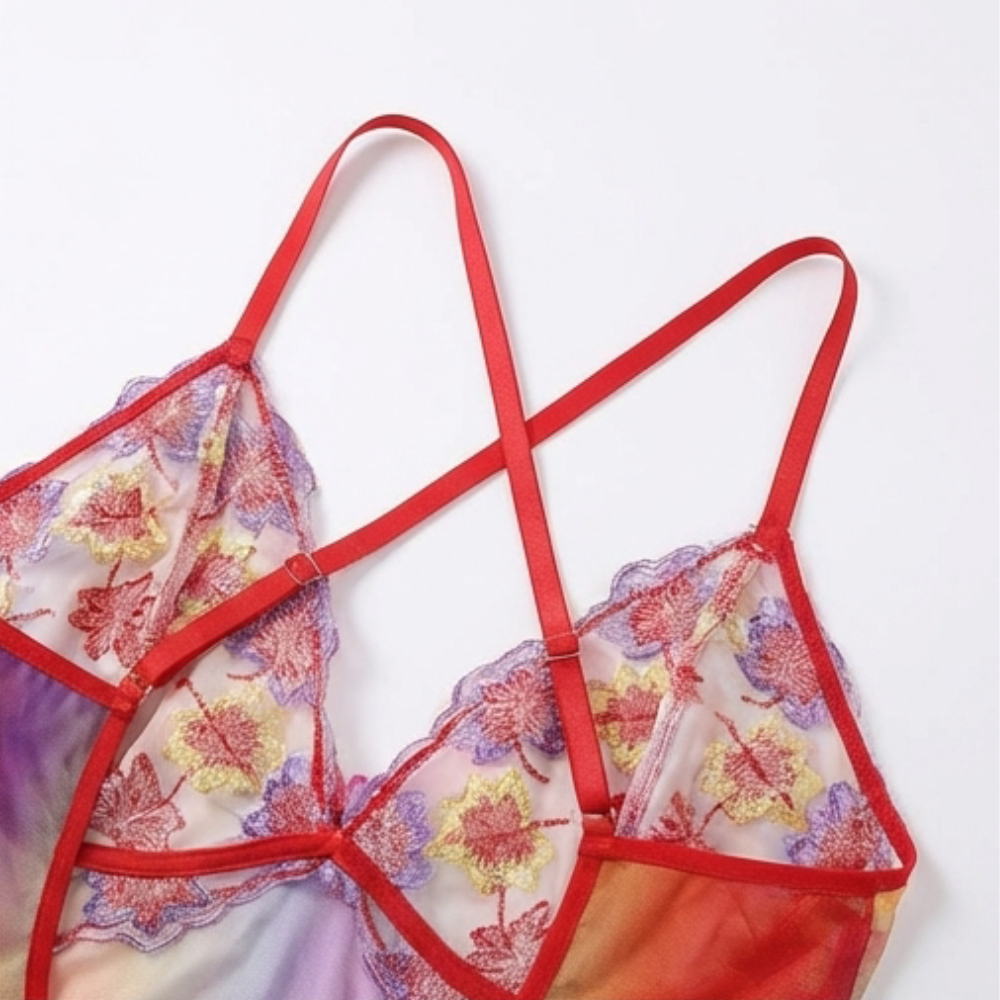Floressa – Women's Embroidered Floral Babydoll Nightgown