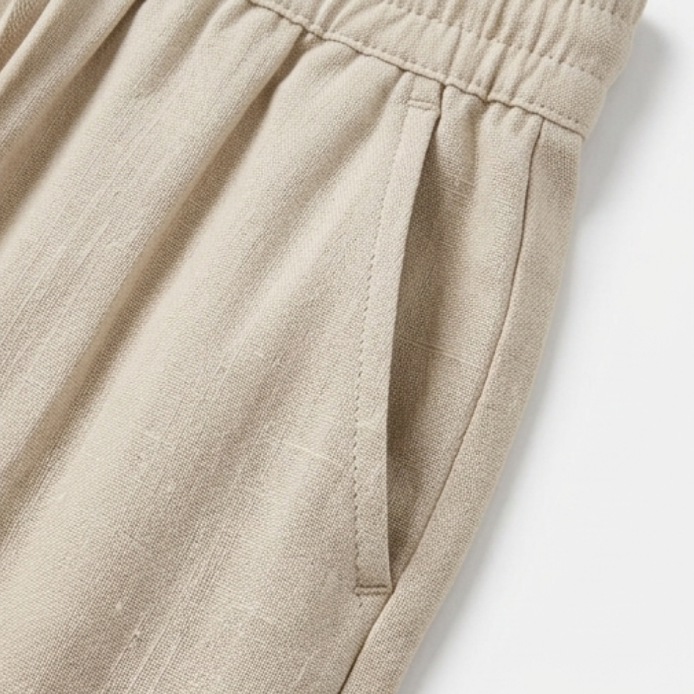 Linara – Women's Wide Leg Linen Look Drawstring Trousers