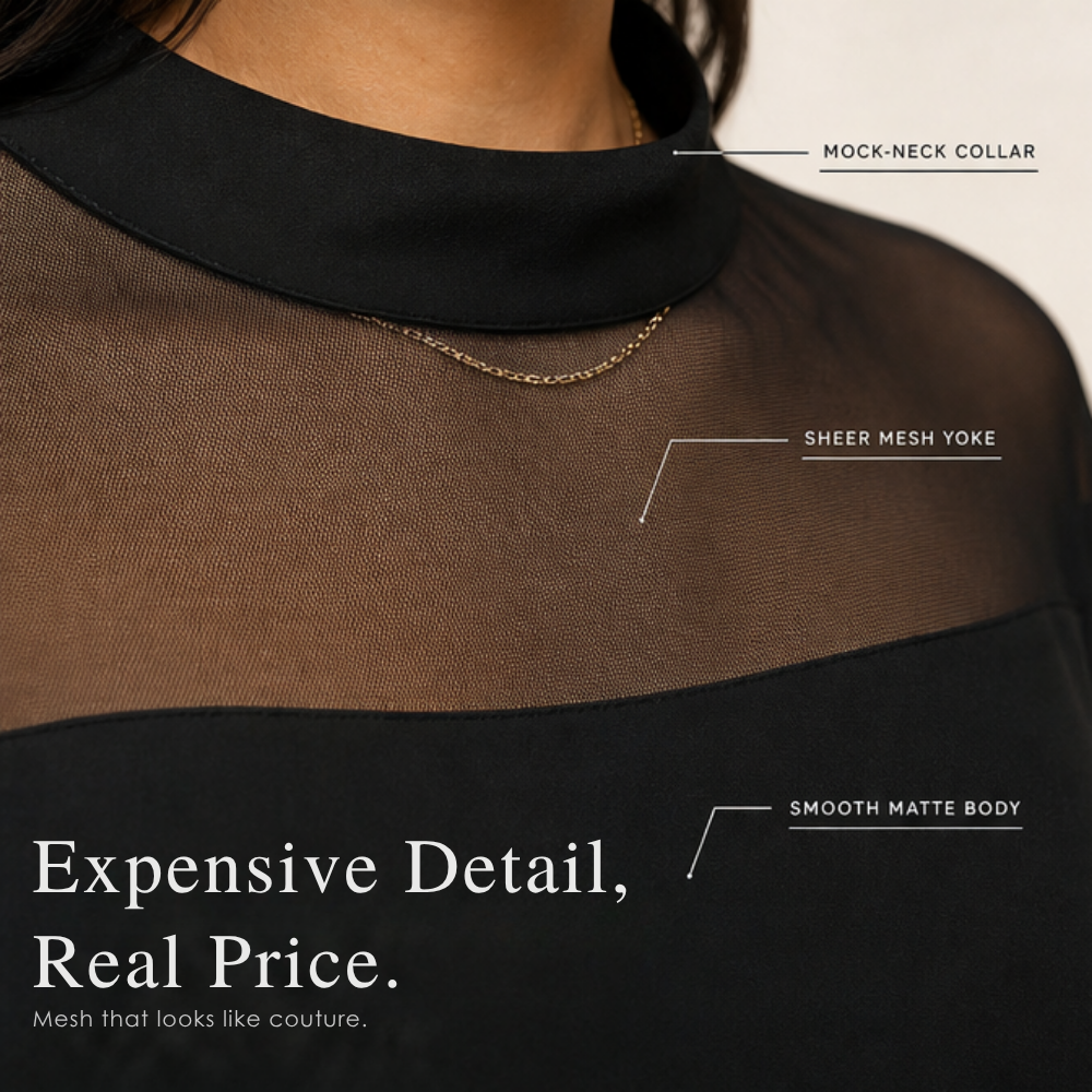 Florenza – Women's Mesh Yoke Batwing Blouse