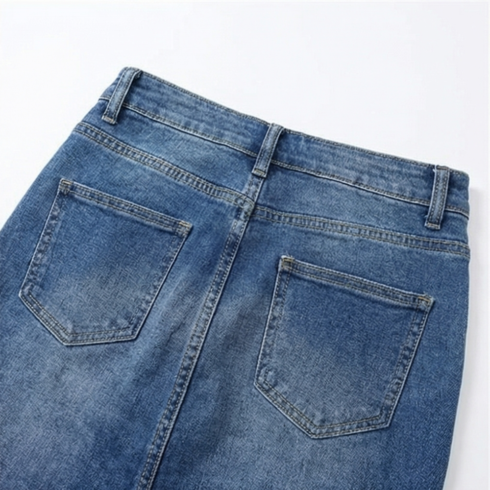 Denara – Button-Front Denim Pencil Skirt