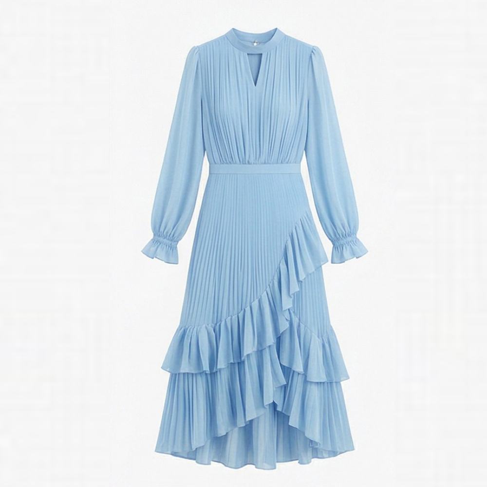 Keyfa – Women's Pleated Ruffle Midi Dress