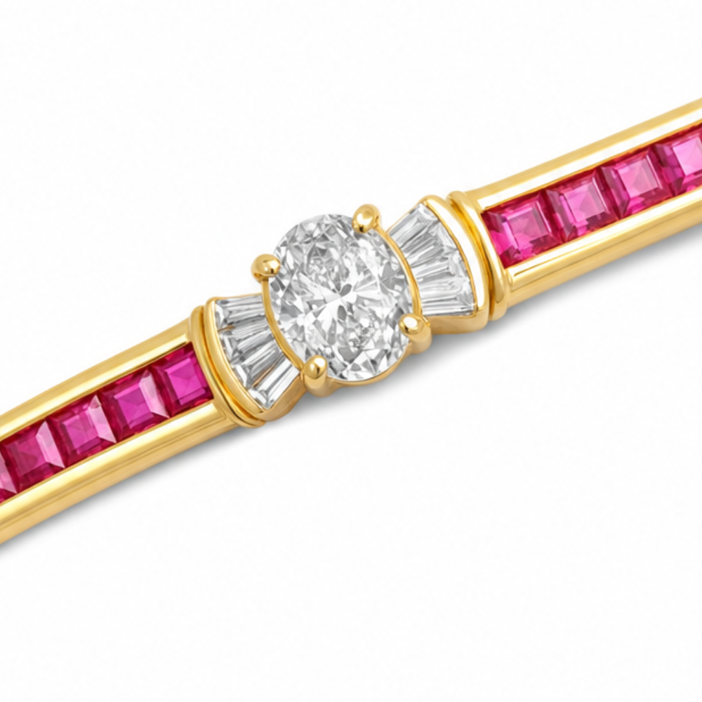 Lunavia – Bangle Bracelet with Oval Crystal Center Stone