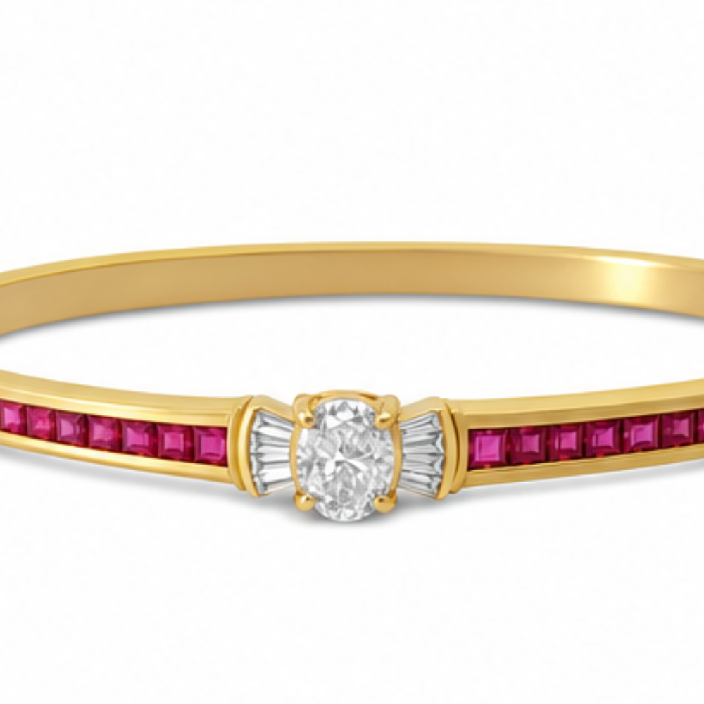 Lunavia – Bangle Bracelet with Oval Crystal Center Stone