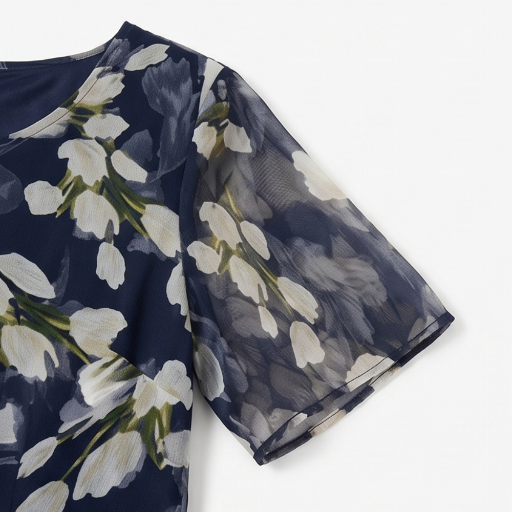 Florenza – Women's Elegant Navy Floral Midi Dress