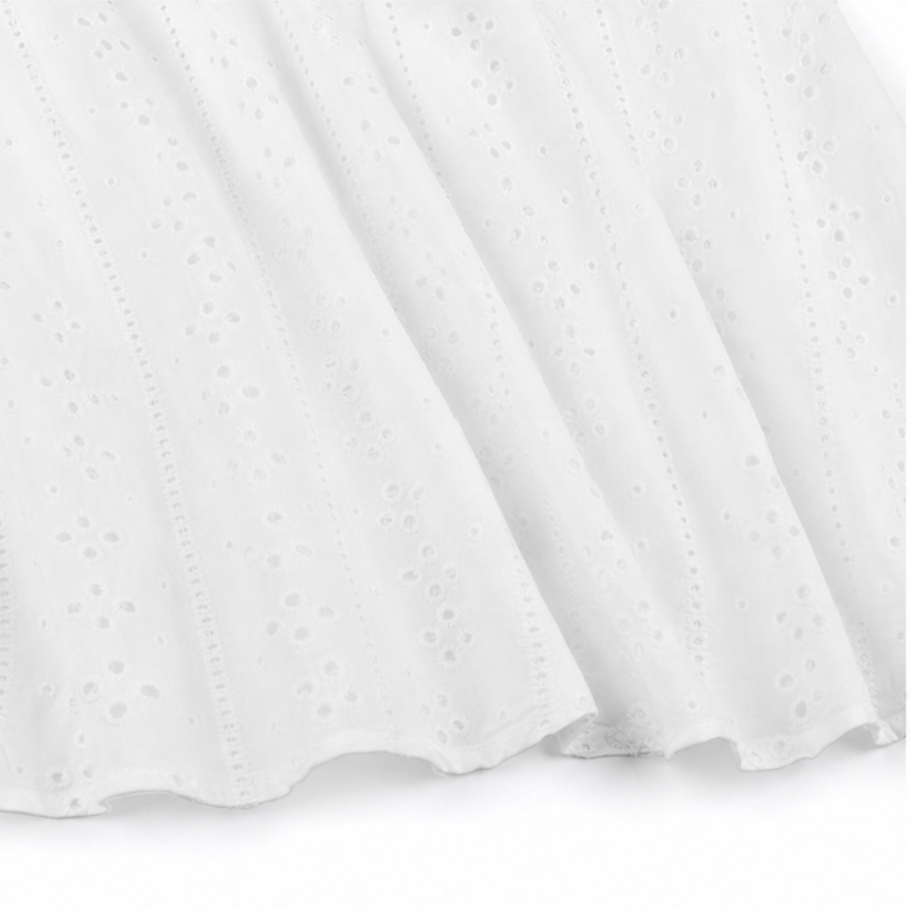 Lunavia – Eyelet V Neck Midi Dress with Tie Sleeves and Pockets