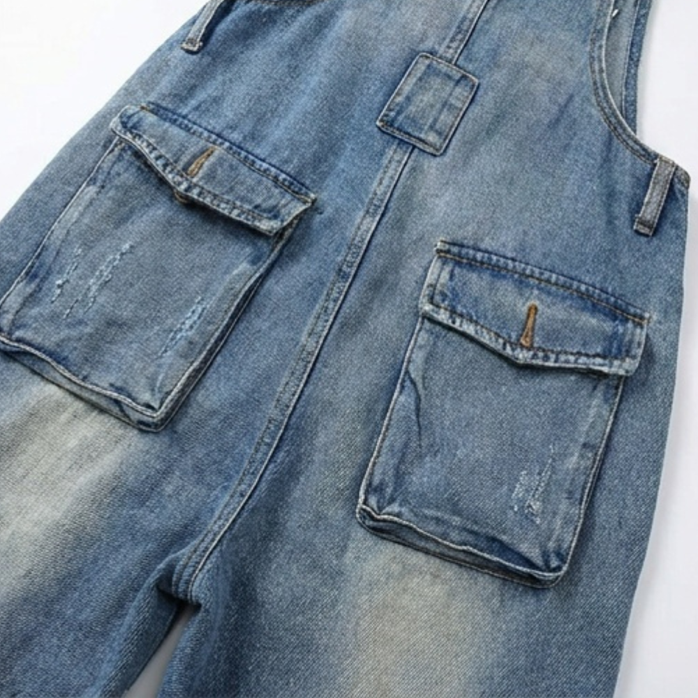 Curvella – Women's Button-Front Tapered Denim Overalls