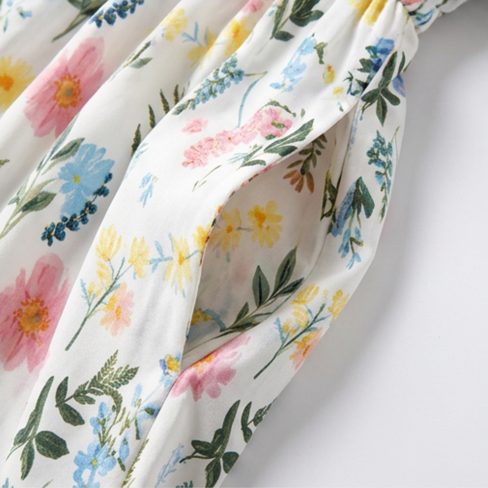 Florevia – Women's Off-Shoulder Floral Maxi Dress with Pockets