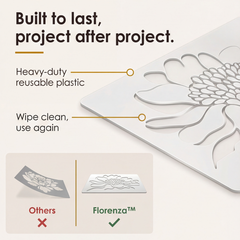 Florenza – Large Reusable Flower Stencils (Set of 6)