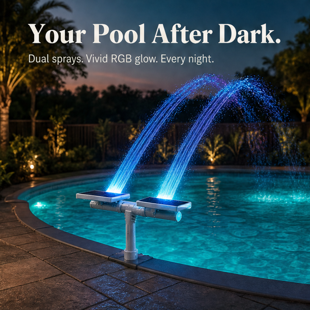 Lumiflow – Solar Pool Fountain with RGB Color Lights and Dual Spray