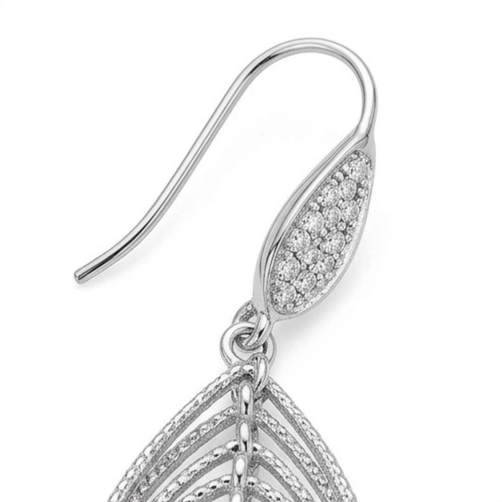 Lumivra - Cascading Silver Leaf Earrings