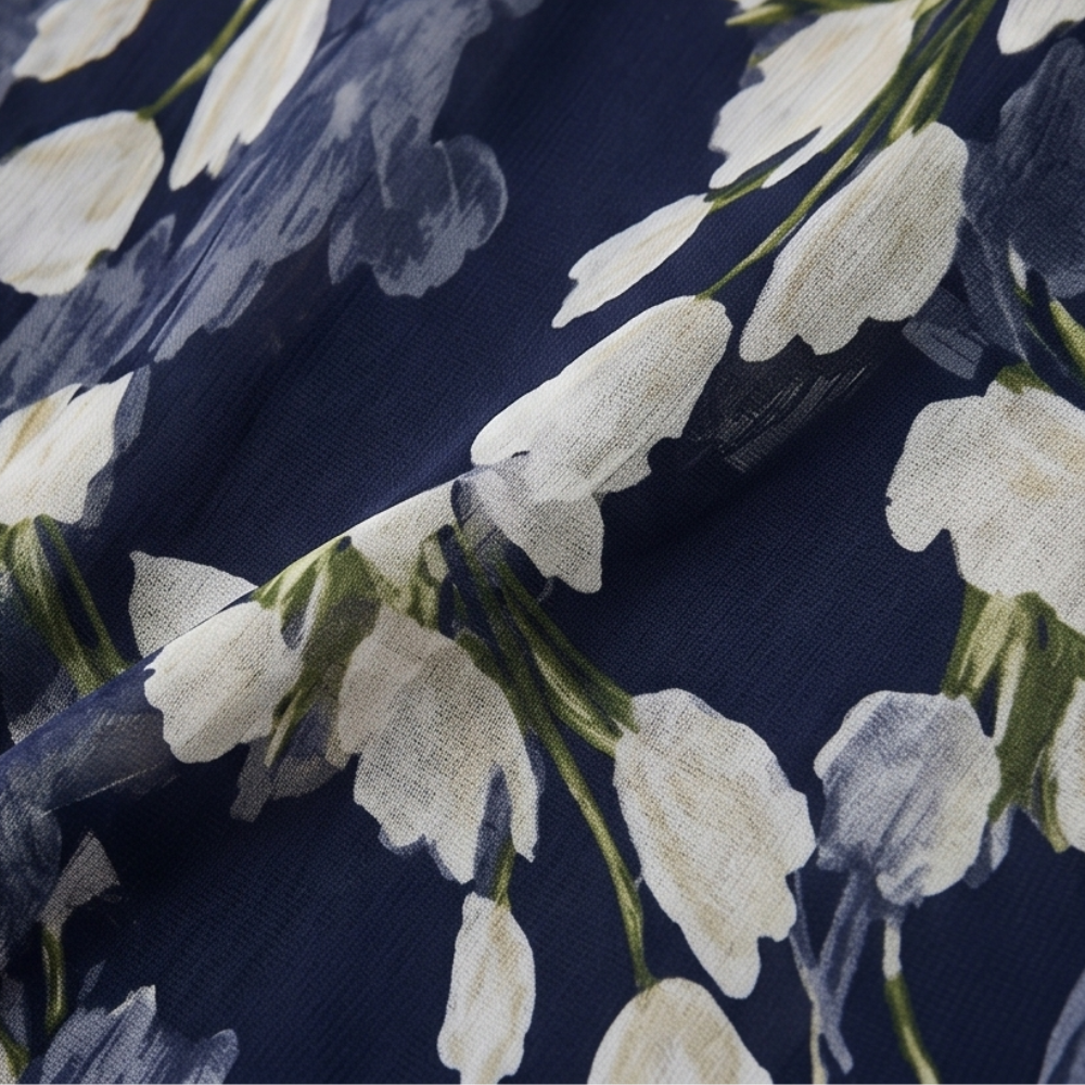 Florenza – Women's Elegant Navy Floral Midi Dress