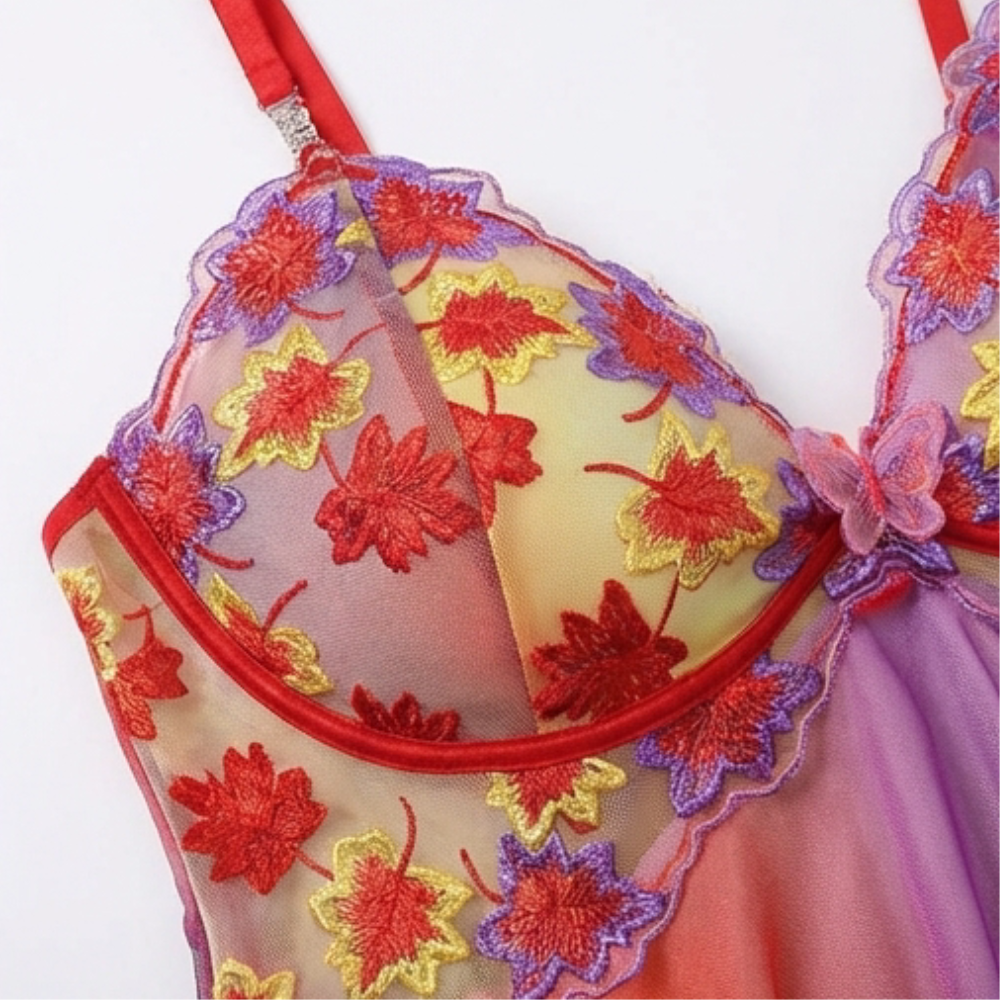 Floressa – Women's Embroidered Floral Babydoll Nightgown