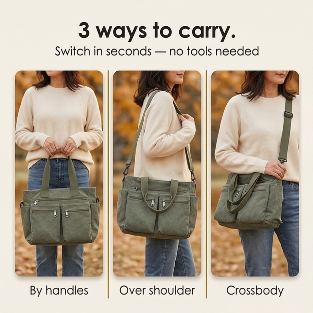 Clovera – Multi Pocket Corduroy Shoulder Bag