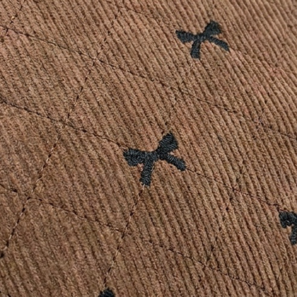 Bowette – Corduroy Bow-Print Tote with Laptop Pocket